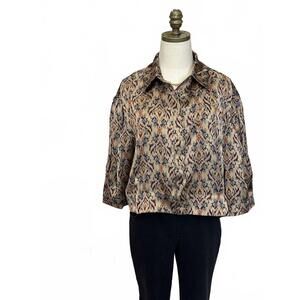 NEW ANONYME women's just for me button down shirt jacket in beige multi
